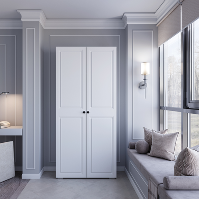 Софт Шкаф 2-х створчатый ШК-01 (1002*2176*372мм), белый/эмаль белая