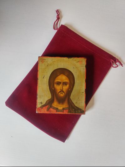 Господь Вседержитель (Спаситель). Рукописная икона 9х10,5см.