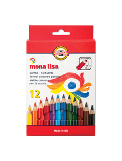Карандаши цветные утолщенные KOH-I-NOOR "Mona Lisa", 12 цветов, 5,6 мм, заточенные, европодвес, 3372012007KS, 1 упаковки
