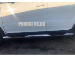 Пороги труба с проступью d76 для SsangYong Actyon 2012-2013