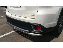 Защита заднего бампера двойная d60/42 для Toyota Highlander (2017-2020)
