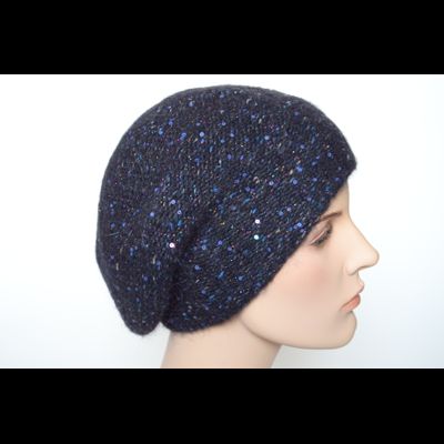 Синий меланжевый берет с пайетками Vizio Италия 6926 ( 8023)