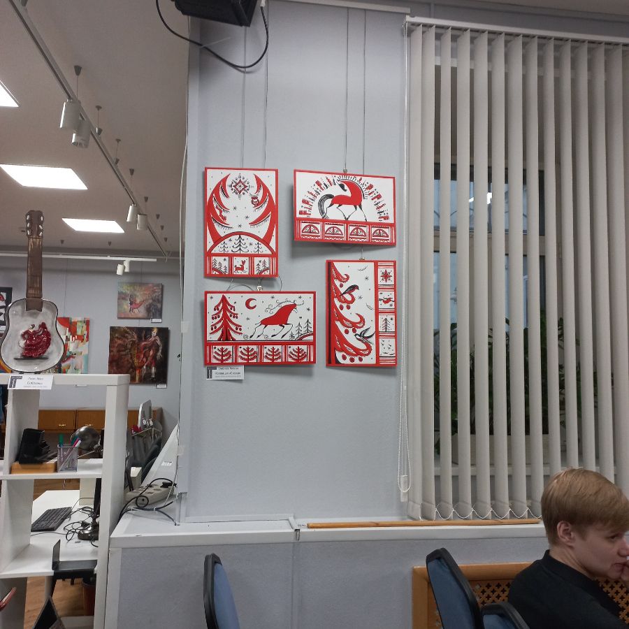 Мои работы из коллекции "Сказка" в стиле мезенской росписи