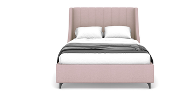 Двуспальная полутороспальная мягкая кровать Жаклин Ривалли (Rivalli), в съемных чехлах, на высоких металлических ножках, под робот-пылесос