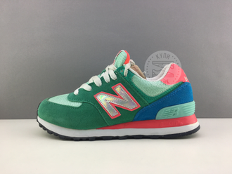 New balance 574 зеленые с розовым (36,39) Арт. 003М(R)