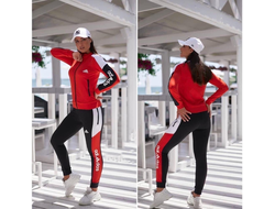 Спортивный костюм Adidas (Адидас) с капюшоном красный