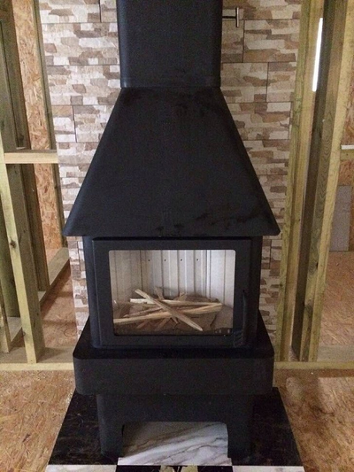 Экокамин Бавария три стекла черный