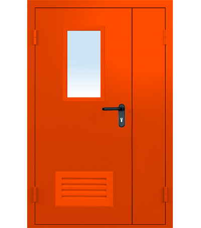 ДВЕРЬ МЕТАЛЛИЧЕСКАЯ ПРОТИВОПОЖАРНАЯ ДПМО-2-А остекленная с вентиляционной решеткой