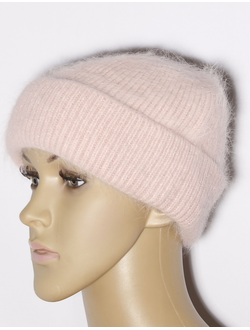 Екатеринбург. Шапка женская Ангора "Резинка"на флисе 11602  пудра, бежевая, роза