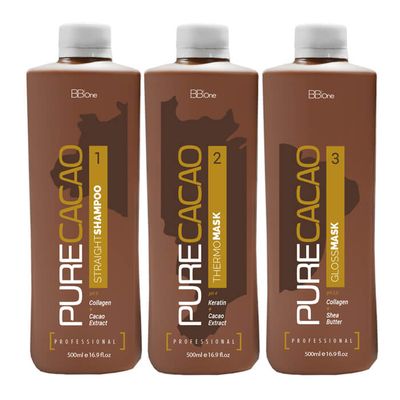 Набор BB One Pure Cacao для выпрямления волос, 3x500 мл.