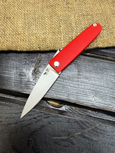 Фрикционный складной нож Скин-ду Малый сталь ELMAX, рукоять G10 красный