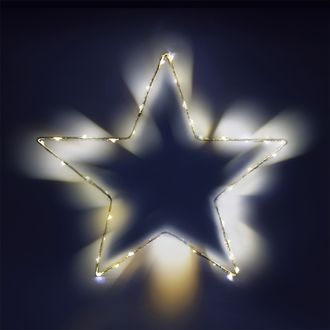 Фигура "Звезда" на каркасе, 40 минисветодиодов, 30 см, на батарейках, теплый белый