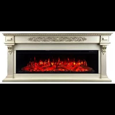 Линейный электрокамин Вена бежевый с золотой патиной с очагом FreeSpace 60 LED FX QZ