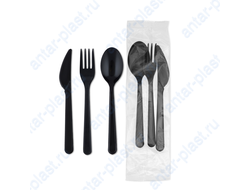 Комплект №3 (вилка черная, нож черный, ложка черная)
