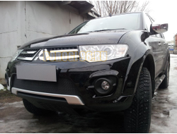 Защита радиатора Mitsubishi L200 2014-2015 (калуга)/Pajero Sport 2014-2016 (калуга) black