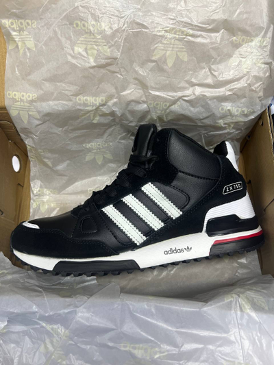Adidas ZX 750 High Black с мехом