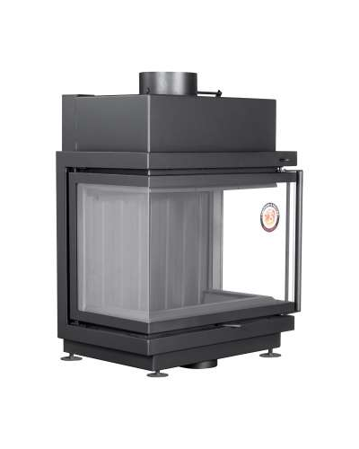 Топка АЛЬФА 700 три стекла, белый/черный шамот подовая