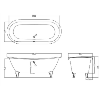 Размеры ванны на ножках Devon&Devon Admiral