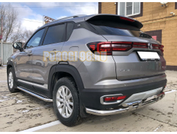 Защита заднего бампера угловая большая двойная с перемычками d/60/42 для Changan CS35 Plus (2019-...)