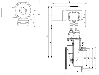 Задвижка чугунная с обрезиненным клином RSV61 DN65 PN10/16 с электроприводом 220В