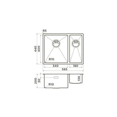 Мойка OMOIKIRI TAKI 58-2-U/IF IN-L