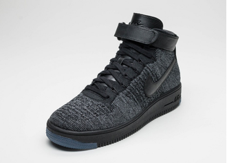 Nike Air Force Mid Flyknite Black (40-45) Арт. 014F