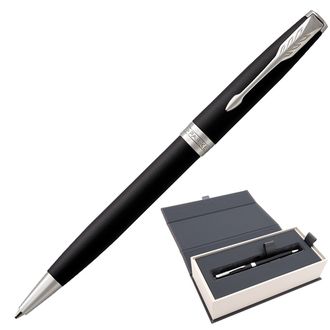 Ручка подарочная шариковая PARKER "Sonnet Core Matt Black CT", черный лак, палладиевое покрытие деталей, черная, 1931524