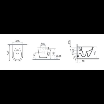 Комплект: Подвесной безободковый унитаз Vitra Integra Round, с тонким сиденьем с микролифтом, инсталяцией и панелью управления, 9856B003-7205