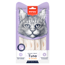 Wanpy Cat (Ванпи кэт) Лакомство для кошек «нежное пюре» из Тунца и краба, 70 г