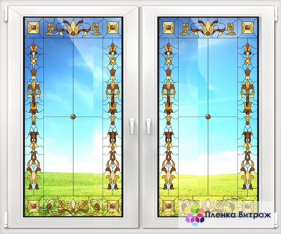 Витражная пленка, витражная пленка самоклеющаяся, пленочный витраж с классическим рисунком