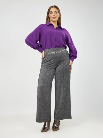 Cтильные женские  брюки большого размера серебро