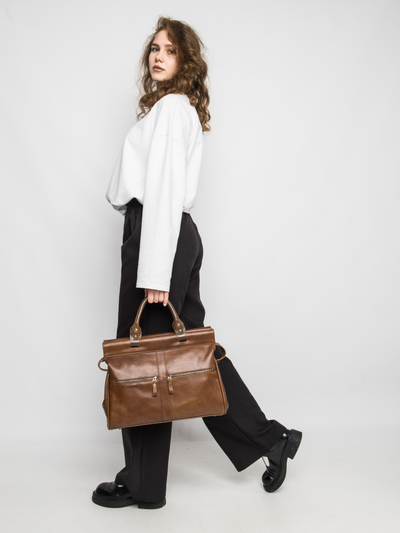 Кожаный саквояж Monvalle Premium brown (арт. 4046-63)