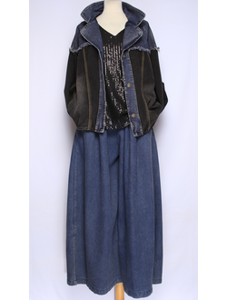 Джинсовка-бомбер "АНГЛИЙСКИЙ ВОРОТ" черная, синяя р.48-54