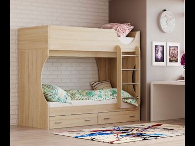 Кровать двухъярусная Д2 Дуб сонома (Олмеко)