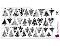 Слайдер-дизайн 680 - Черно-белые Новогодние ёлочки, надписи