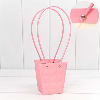 Пакет-сумочка "Тиснение Трапеция" 12,5*12*8см Темно-розовый КП07/34