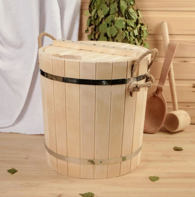 Запарник из липы, с пластиковой вставкой 18 л, с крышкой
