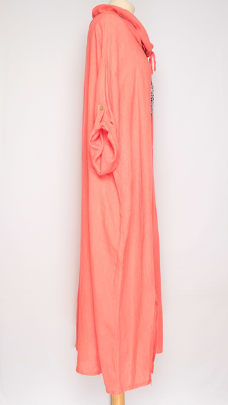 ПЛАТЬЕ БОХО ЛЬНЯНОЕ "ХОМУТ КУЛИСКА"  апельсин, лаванда, жёлтое, фуксия, коралл до р.58