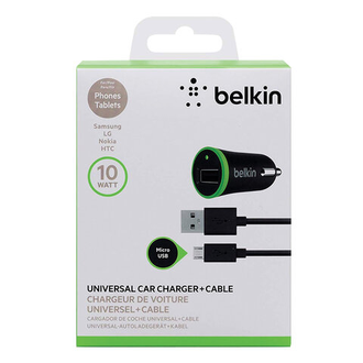 Зарядное устройство автомобильное BELKIN, кабель microUSB 1,2 м, выходной ток 1 A, черный, F8M711bt04-BLK