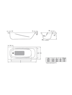 Ванна стальная BLB UNIVERSAL ANATOMICA 150*75 170*75 белая без отв. д/ручек с отв. д/ручек