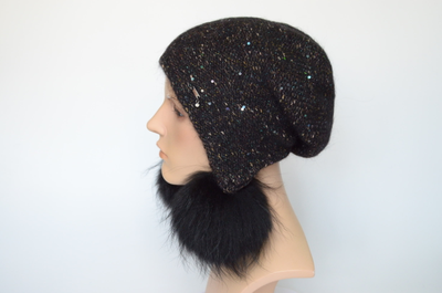 Шапка Vizio 1010 PP 66 ушанка черная с помпонами