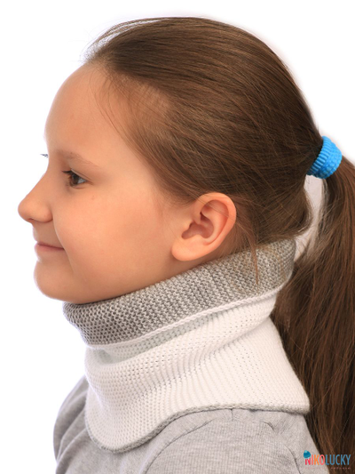 Шарф(снуд)  22-33 двойной, цвет белый, серый размер 2