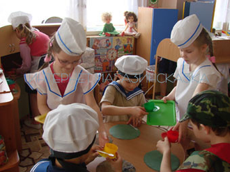Детский костюм продавец №2  - игровой комплект (накидка, пилотка)
