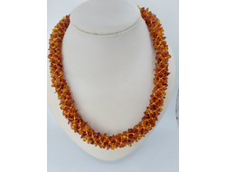 Колье "Жгут" из коньячного янтаря