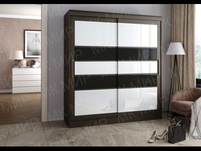 Танго-4 Шкаф-купе 2,0 (2000*2200*600мм), венге/Лакобель белый/черный