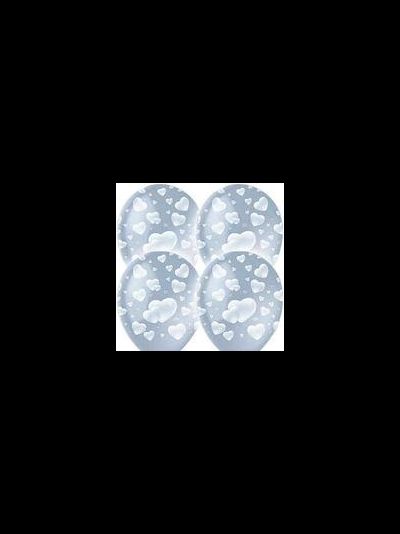 Шар 12"/30см Прозрачный "Сердца", 25 шт