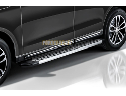 Пороги алюминиевые "Premium Silver" 2000 серебристые Slitkoff для Volkswagen TERAMONT (2018-2025)