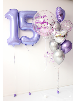 Набор с цифрами сирень и баблс шаром