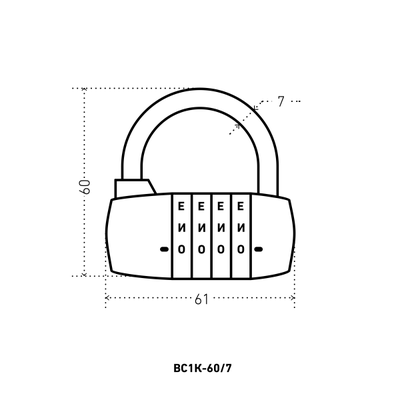 Замок навесной АЛЛЮР ВС1К-60/7 (HD01) черный кодовый [45751]