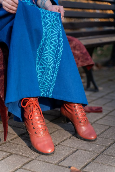 Платье "Синий рассвет" ручное ткачество